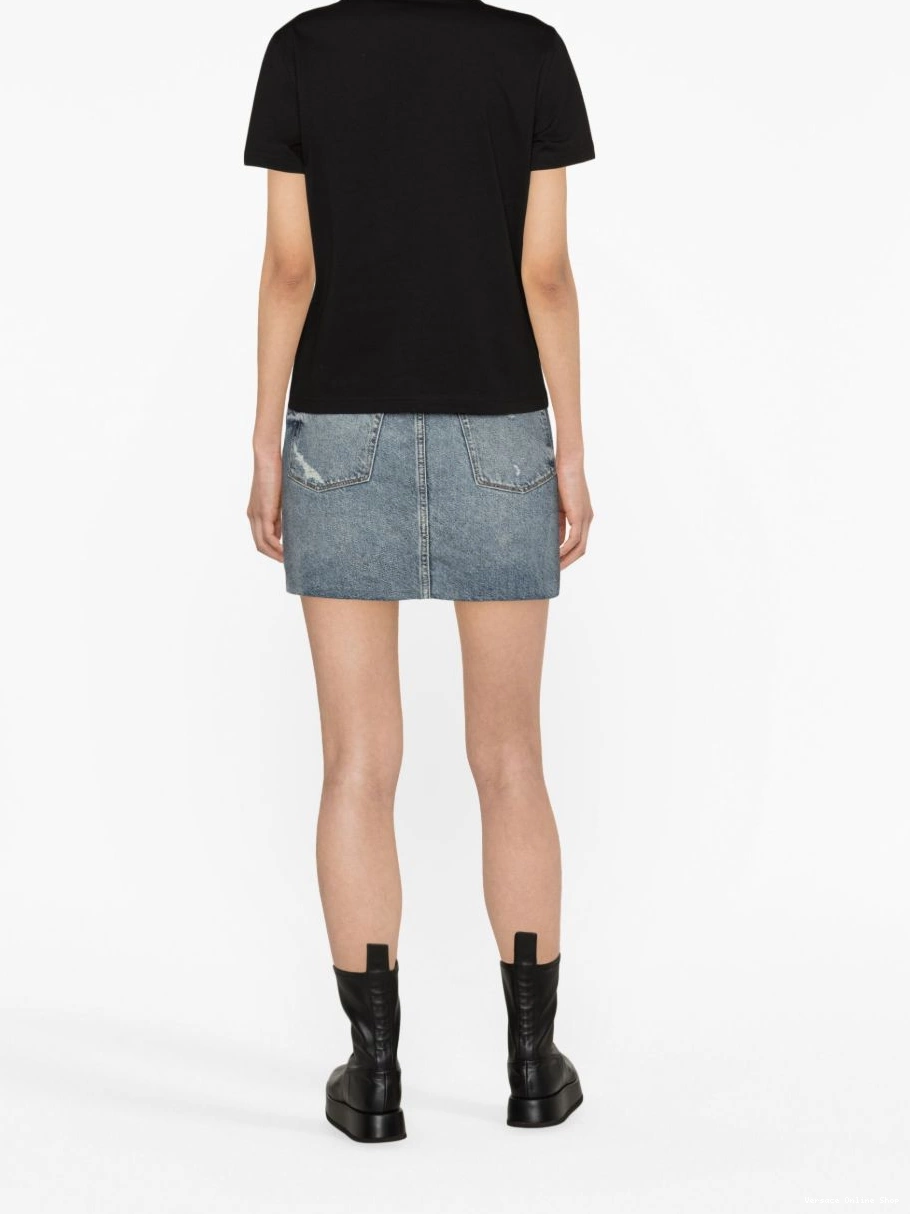 Cheap Logo Couture Women Versace Couture-print T-shirt Jeans 0627